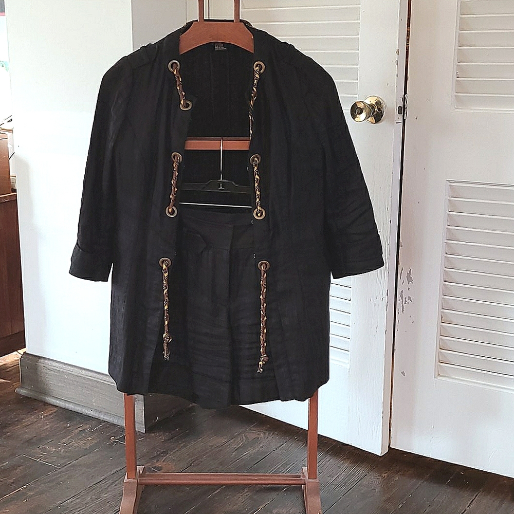 Black Linen short suit